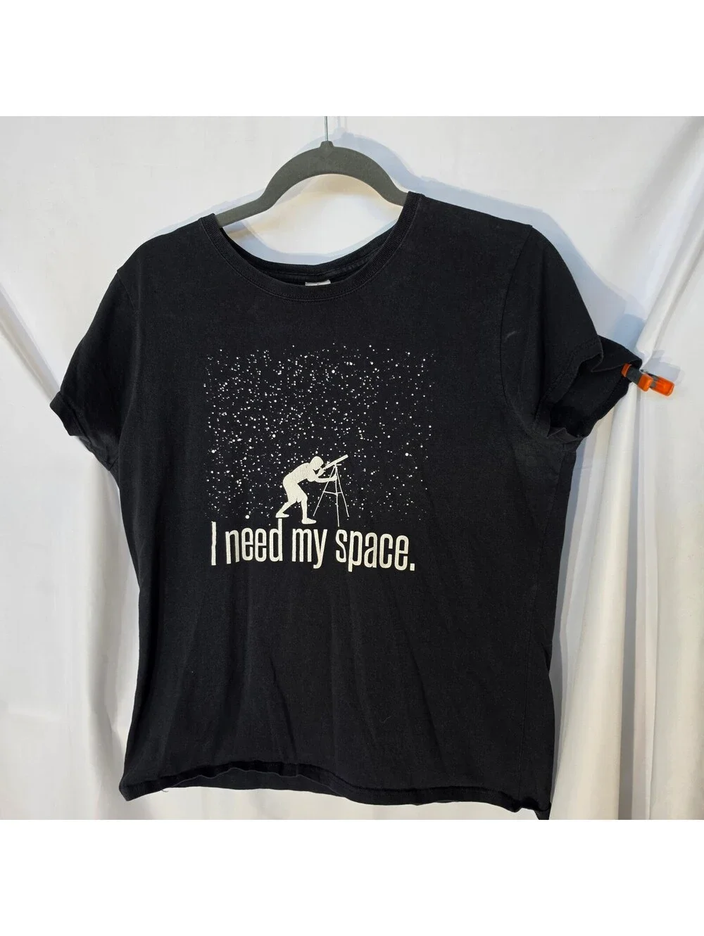 #0284 Gildan Heavy Cotton Black Shirt with 'I Need My Space' Astronomer Graphic